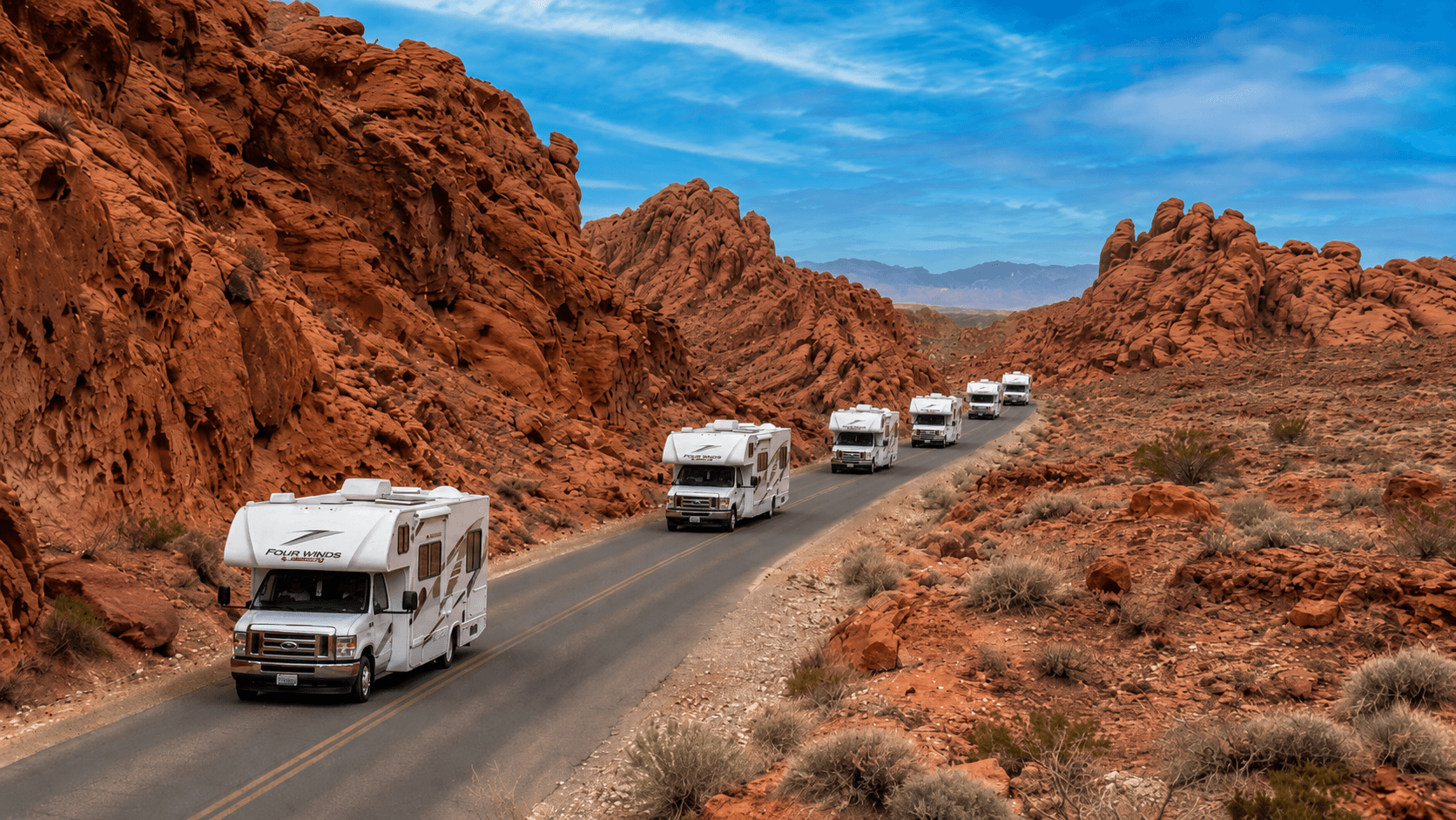 Comboio de motorhomes na Expedição EUA